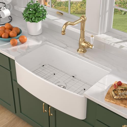 Talllor White Farmhouse Sink - 33 Inch Fireclay Farmhouse Sink