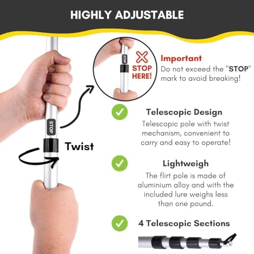 YES4QUALITY Flirt Pole for Dogs with Safe & Strong Non-Bungee Cord, Telescopic Lure Stick for Dogs of Any Size - Image 4