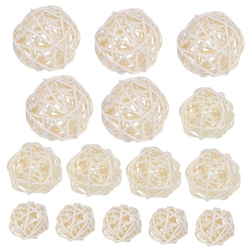HOLIDYOYO 15 Pièces Boules De Rotin À Suspendre pour Décoration De Mariage Et Fête De Noël Accessoires Naturels en Rotin pour Ornements De Table Et...