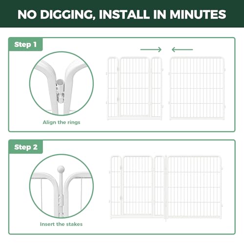 Image of FXW Garden Fence Outdoor for the Yard - 32in(H) x 36.4ft(L) Heavy Duty Metal Animal Barrier for Dog, No Dig Decorative Dog Fence, 16 Panels, White