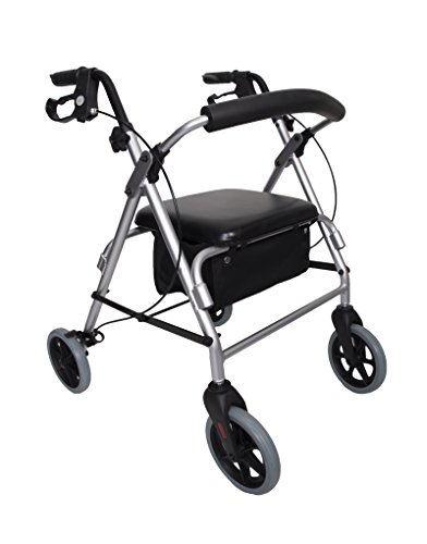 Angel Mobility Ultralite Lightweight Folding Rollator Four Wheeled Walking Zimmer Frame with Seat and Brakes.