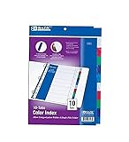 Bazic 3-Ring Binder Dividers with 10 Color Tabs - 12 Pack