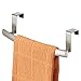 mDesign Steel Over Door Curved Towel Bar Storage, Hanger for Cabinet or Cupboard, Holder Rack for Kitchen, Bathroom - Holds Hand/Dish Towels, Washcloths - Spira Collection - 2 Pack - Satin