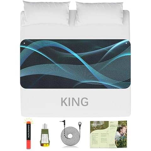 Feraco Grounding Mat for Bed, Grounding Pad for Sleeping, Grounding Pad Kit for Overall Well-Being with Cord & Tester (King, 27" x 76") Cover