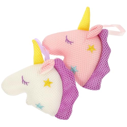 Esponjas de baño exfoliantes de unicornio de malla Toyvian pack de 2
