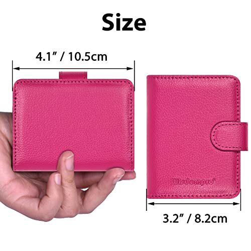 Image of Wisdompro Credit Card Holder, PU Leather Slim RFID Blocking Debit Card Protector Wallet Organizer Case with Magnetic Shut (Build in 20 Card Slot & 7 Small Cells for Memory Cards)-Vertical Hot Pink