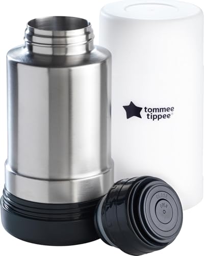 Image of Tommee Tippee Travel Bottle & Food Warmer, Portable, Thermal Flask | Stainless Steel Flask with Leak-Proof Lid, Warms Bottles & Baby Food On the Go