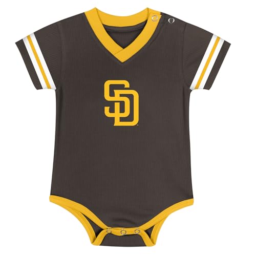 MLB Newborn & Infants 0-24 Months Official Primary Logo Creeper Romper Jersey (US, Age, 0 Months, 3 Months, San Diego Padres - Brown)