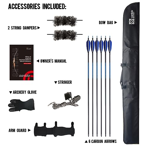 Sanlida Archery 60 Inch Royal X8 One-Piece Bow Traditional Wooden Hunting Bow Handmade Hunting Bow And Arrows Kit For Adults & Traditional Archers thumb #5