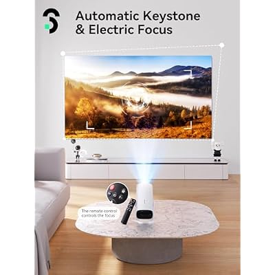 SOOMFON Mini Projector 1080P Support - Portable Small Video Movie Projector Bluetooth 5.1 Auto Keystone Electric Focus for Bedroom/Wall/Home/Outdoor/iPhone/Android/TV Stick
