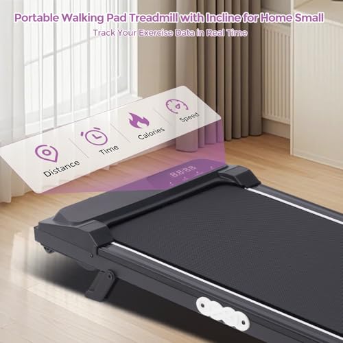 Image of Treadmills with Handle Bar, Walking Pad with Incline for Home Small, Portable Treadmills for Home Exercising, Electric Mini Walking Pad Treadmills with Handles, 3.5HP, 0.6-10MPH, 400LBS