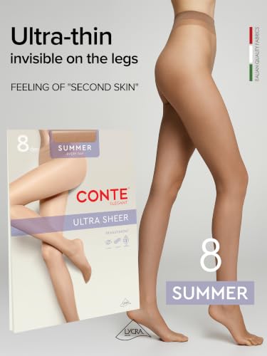 Image of Conte Ultra Fine Sheer to Waist Pantyhose Summer 8 Denier