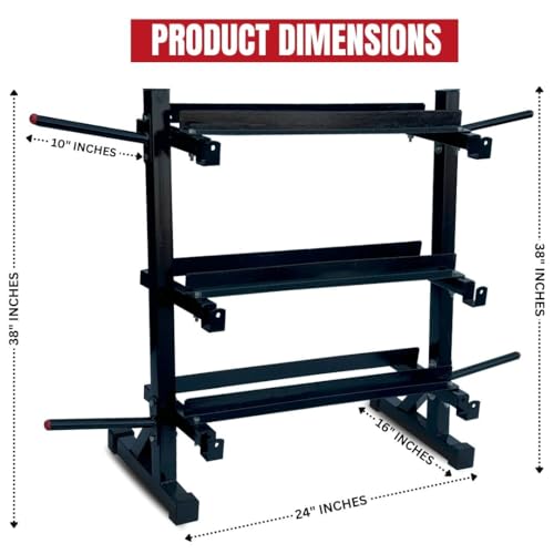 KENIT Heavy-Duty Multi-Purpose Dumbbell Rack, Plate Stand and Bar Holder (Black)