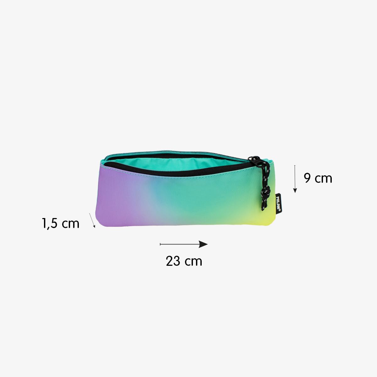 Sunset Small Flat Pencil Case, Green MILAN®, 23 x 9 x 1.5 cm - Image 3