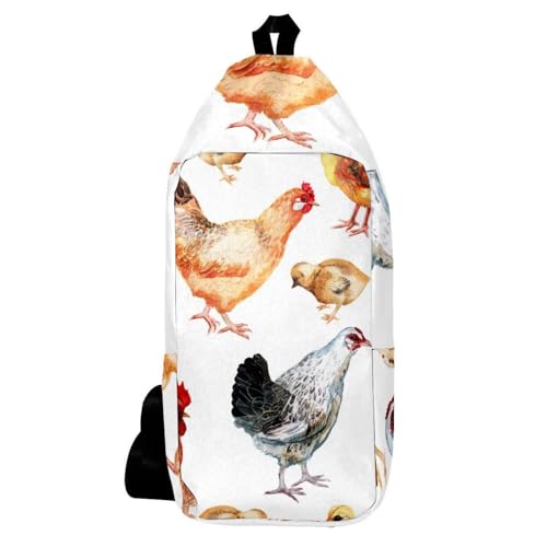 Sac à dos à bandoulière aquarelle poules léger évite le mal de dos en voyage et rando