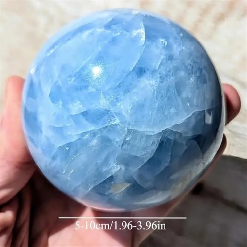 Esfera de celestita azul natural de 7-8cm con base de madera de lujo 3