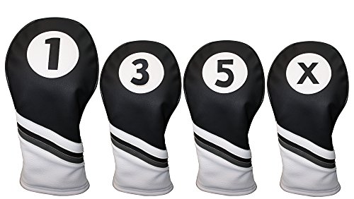 Golf Headcovers Black And White Leather Style 1, 3, 5, X Driver And Fairway Head Covers Fits 460Cc Drivers #TOP19