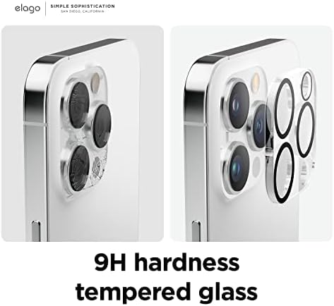 Miniatura 4 de elago Vidrio templado + protector de lente de cámara compatible con iPhone 14 Pro / 14 Pro Max, dureza 9H, antihuellas, inastillable, protección