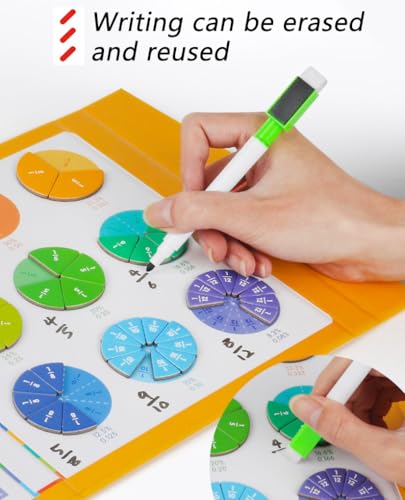 Image of Magnetic Fraction Educational Puzzle for Kids, New Magnetic Fraction Tiles & Fraction Circles, Math Manipulatives Enhance Early Primary School Students Mathematical Skills(Hippo Style)
