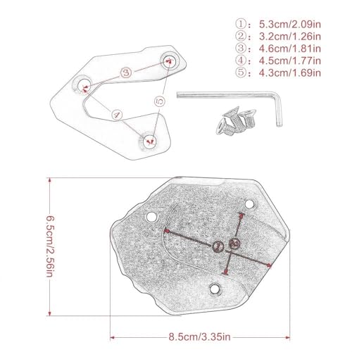 Plaque d'extension de béquille pour moto MT07 spécial sol meuble