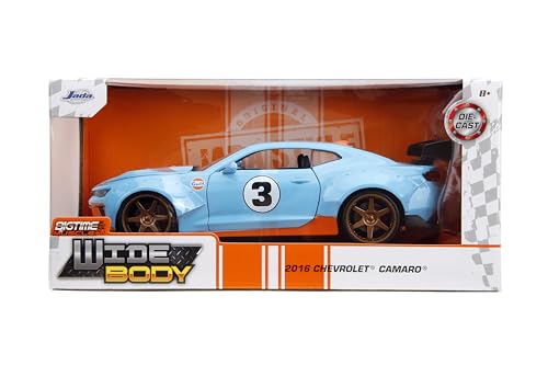 Jada Toys Big Time Muscle 1:24 2016 Chevy Camaro SS Widebody Gulf Die-Cast Car, Toys for Kids and Adults(Blue/Orange) by Jada - Used condition - Image 5