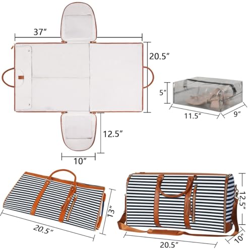 Suit Carrier Garment Travel Bag Rolling, Foldable Convertible Travel Garment Bag, Carry on Garment Duffel Bag Women Men (Stripe 01)2
