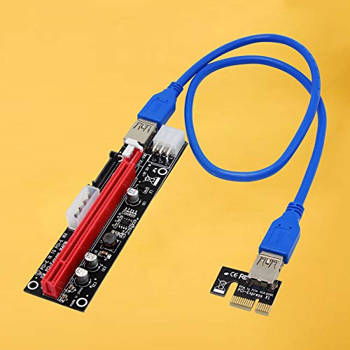 Almencla PCI-E Riser, 1 X para 16 X Placa Adaptador de Mineração de Extensão de Gráficos (4 pinos, 6