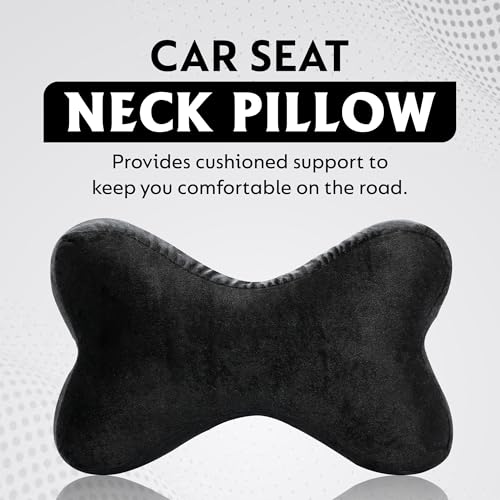Image of araami Car Neck Rest Pillow Seat Cushion Headrest Ergonomic Neck Support Help Relieve Neck Pain for Driver Front Back Seat, Office Chair, Fit Most Vehicles (Black Pack of 1) (Bone Shape)