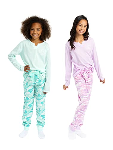 Sleep On It Girls Fleece Pajama Set Long Sleeve Tops & Fleece Pants Soft Kids Sleepwear Multipack Cute Prints Sizes 4-142