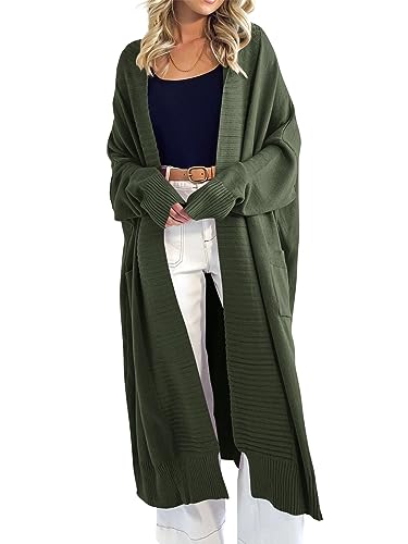 Image of Danedvi Womens Long Cardigan Sweaters 2026 Spring Chunky Knit Oversized Slouchy Open Front Warm Coats with Pockets