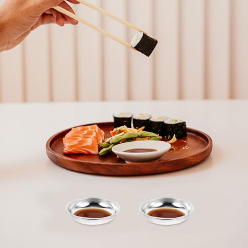 DOITOOL 10 Pcs Stainless Steel Sauce Dishes 3.14 inch Round Small Plates for Condiments Mustard Soy Sauce Appetizers Snacks Home Kitchen Restaurant Parties by DOITOOL - Used condition - Image 6