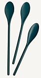 Crisp 3 Piece Poly Mixing Spoon Set - Durable Kitchenware Cooking Spoons - Kitchen Spoons - Dishwasher Safe & Mixing Stirring Spoon For Kitchen - Made in the USA - Prussian Blue