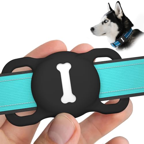 Vancle für AirTag Hundehalsband Hülle, 1 Stück Hund Halter wasserdichte Silikon Anhänger für Apple Air Tags mit Hundeknochen-Hohlmuster, GPS Finder Schutzhüllen Zubehör für Hundehalsbändern