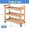 Falling in Art Wooden Rolling Cart, Beechwood Art Supply Storage Organizer with Caster Wheels, 3-Tier Rolling Utility Cart Organizer for Studio and Classroom Use, Natural #1