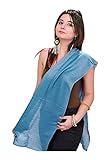 Pure soie Exotic India Écharpe pashmina réversible unie du Népal - Bleu - Taille unique