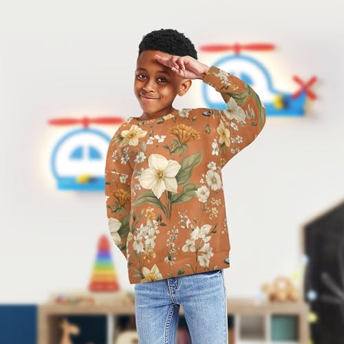 JUNZAN Summer Flowers Daffodils Begonia Terracotta Little Girls Hoodie Sweatshirt Crewneck Tops Clothing Shirts Athletic 4T4