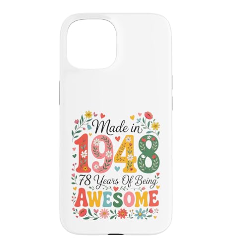 78 Year Old Made in 1948 Retro Floral 78th Birthday Women �X�}�z�P�[�X iPhone 15 �p