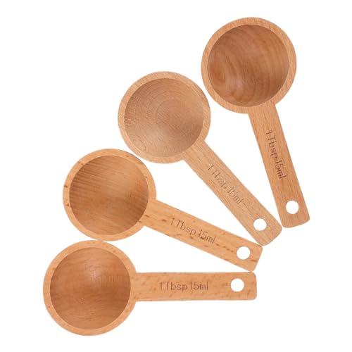 Cabilock 4 Pièces Cuillères Doseuses En Bois De Hêtre 15 Ml Pour Café Thé Épices Ustensiles De Cuisine Compactes Et Faciles À Ranger