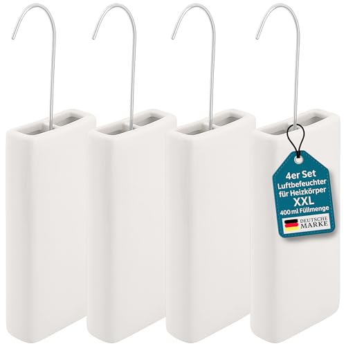 Luftbefeuchter für Heizung 4 Set inkl. Haken - Keramik Wasserverdunster 400ml - weiß - Wasserverdunster Verdampfer Verdunster Heizkörper Luftreiniger - Neutral Luftbefeuchter für Heizung 4 Set inkl. Haken - Keramik Wasserverdunster 400ml - weiß - Wasserverdunster Verdampfer Verdunster Heizkörper Luftreiniger - Neutral