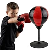 Tisch Boxsack, Punchingball Tisch, Desktop Punching Bag, Mini Boxsack Punchingball, Desktop Boxen Speed Ball Mit Starken Und Luftpumpe Saugnäpfen Für Freunde Oder Kollegen (Rot/Schwarz)