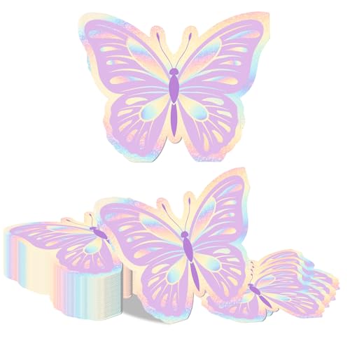 Kotkiddy 40 Pièces Serviettes Papillon Fée Lilas Jetables Cocktails Serviettes en Papier Pastel Joyeux Anniversaire Fée Première Fête Jardin Thé Fête...