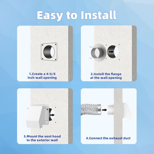 6 Inch Dryer Vent Cover with Flange, Hooded Wall Vent, White by Ehiair - Used condition - Image 9