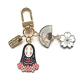 tealn Anime Spirited Away No Face Key Chain Ghibli No Face Spirited Away Keyrings Car Bag Pendent Charm(One Size fans)