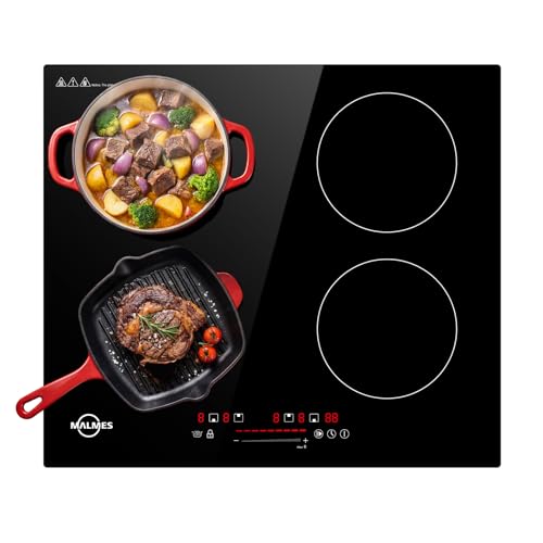 Induction Hob 4 Zones Built-in 7000W, Compact Induction Cooker with Booster, Touch Control 9 Levels, Timer, Child Lock, Safety Sensor, Black Glass