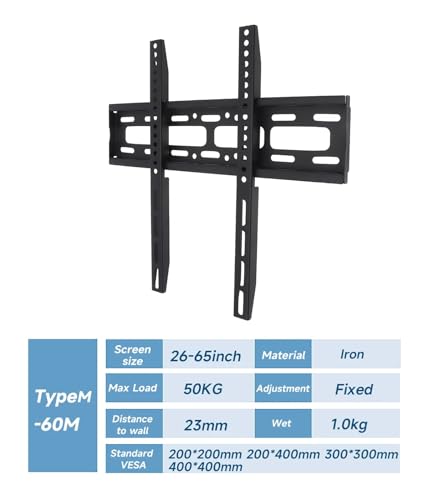 Support mural pour moniteur TV 14-60 pouces fixe pour écran LED LCD charge 75kg - 7