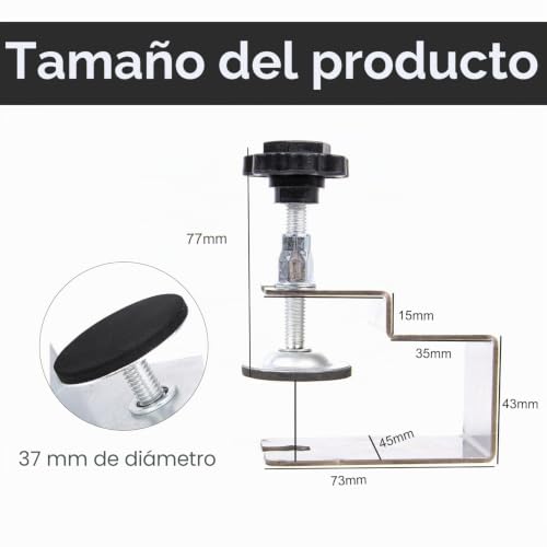 Miniatura 2 de Xiruiubao Abrazaderas C, Triple Uso Sargentos En G, Ajustable Acero Inoxidable Abrazaderas De Carpintería Para Instalación Frontal De Cajón Y Armarios, Rango De Sujeción 45 Mm, 2 Piezas Plateadas