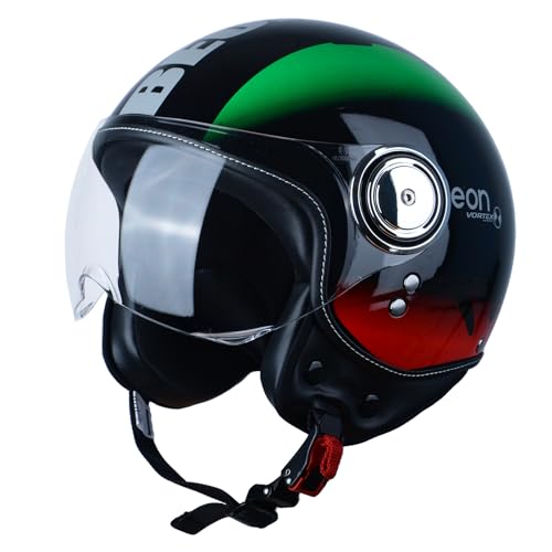 BEON 3/4 Open Face Motorcycle Helmet for Adults,DOT Approved - Moped Half Vespa Retro Helmet with Anti-Scratch Visor for Men and Women Model B-01