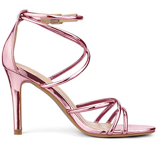 Allegra K Allegra K Women's Strappy Straps Stiletto Heel Pink Sandals 6 M US