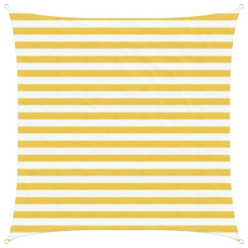 Voile d'ombrage carré 2x2m jaune et blanc en polyéthylène pour jardin et balcon