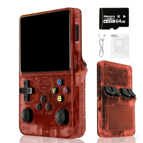 Image of PLUSPOINT Portable Retro Handheld Game Console R36S(64GB) with 20000+ Classic Preloaded Video Games, 3.5 Inch IPS Display,Rechargeable Long-Lasting Battery Backup, Retro Pocket Arcade Gaming Device